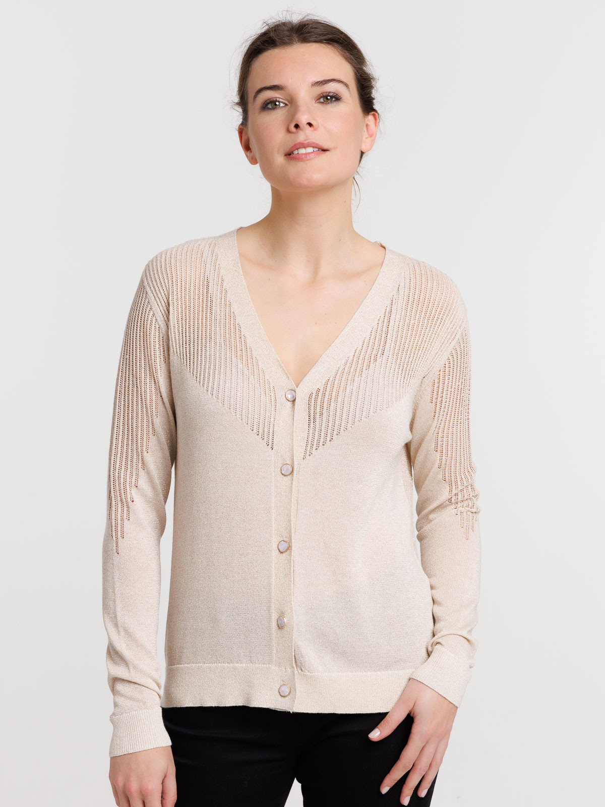 Gilet boutonné brillant femme