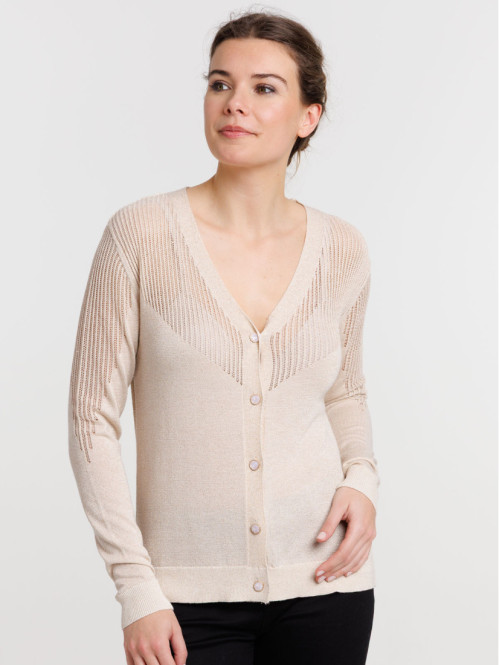 Gilet boutonné brillant femme