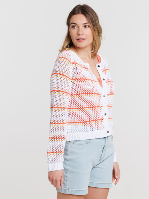 Gilet multicolore boutonné...