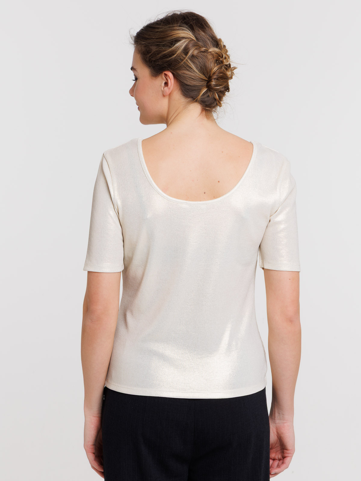 T-shirt côtelé coloris nacre femme T-shirt côtelé coloris nacre femme