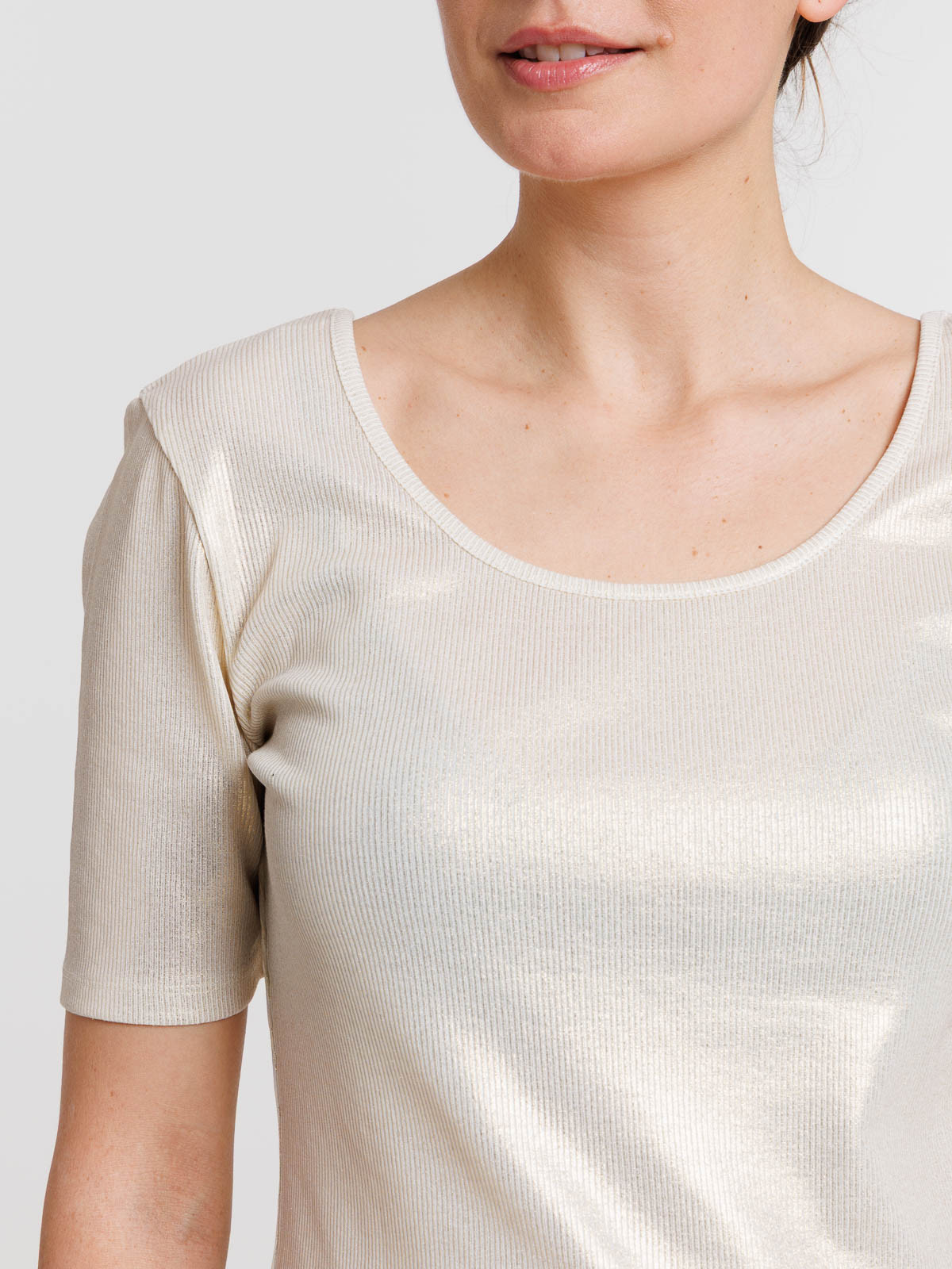T-shirt côtelé coloris nacre femme T-shirt côtelé coloris nacre femme