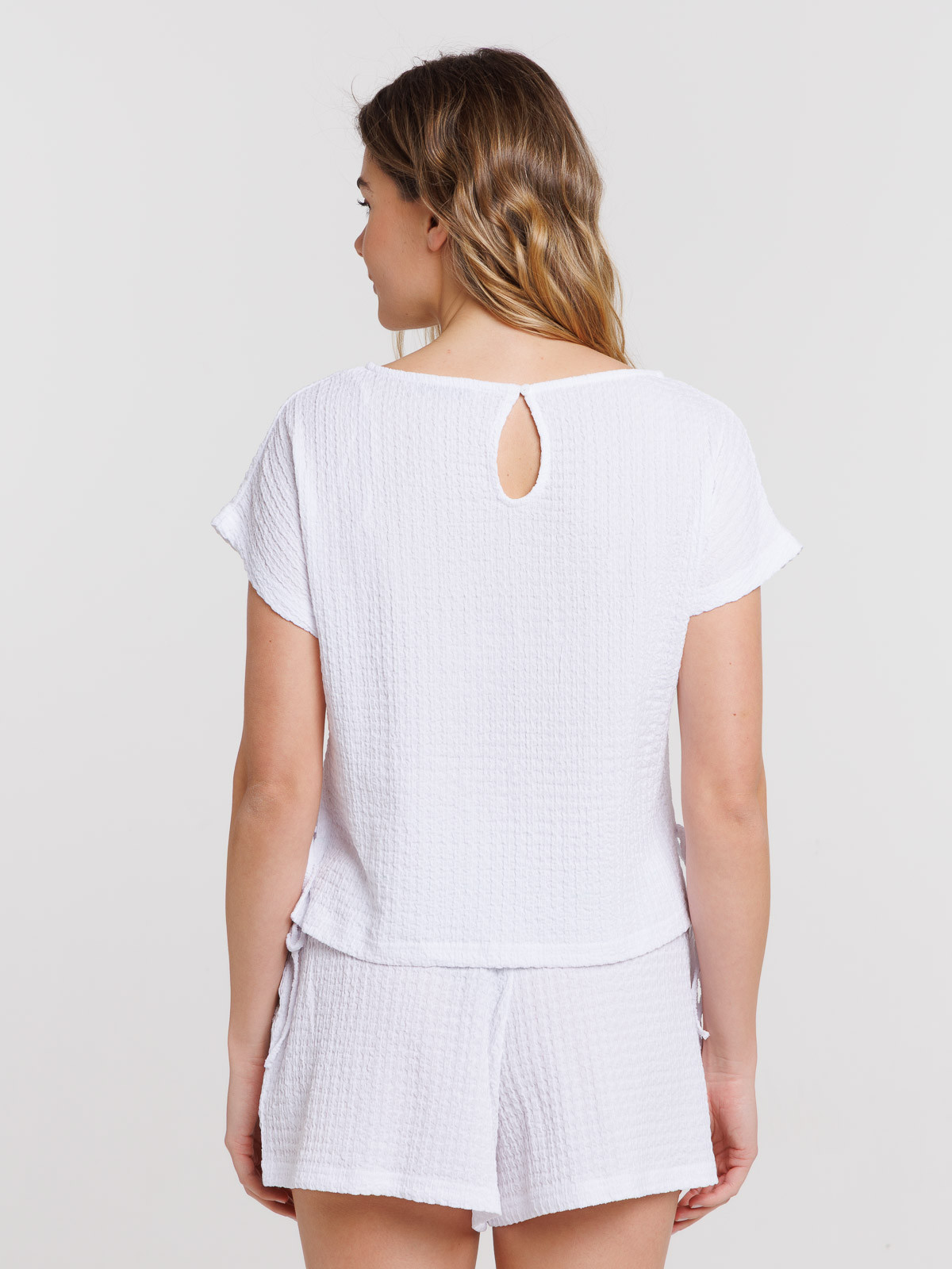 T-shirt noeuds côtés blanc femme