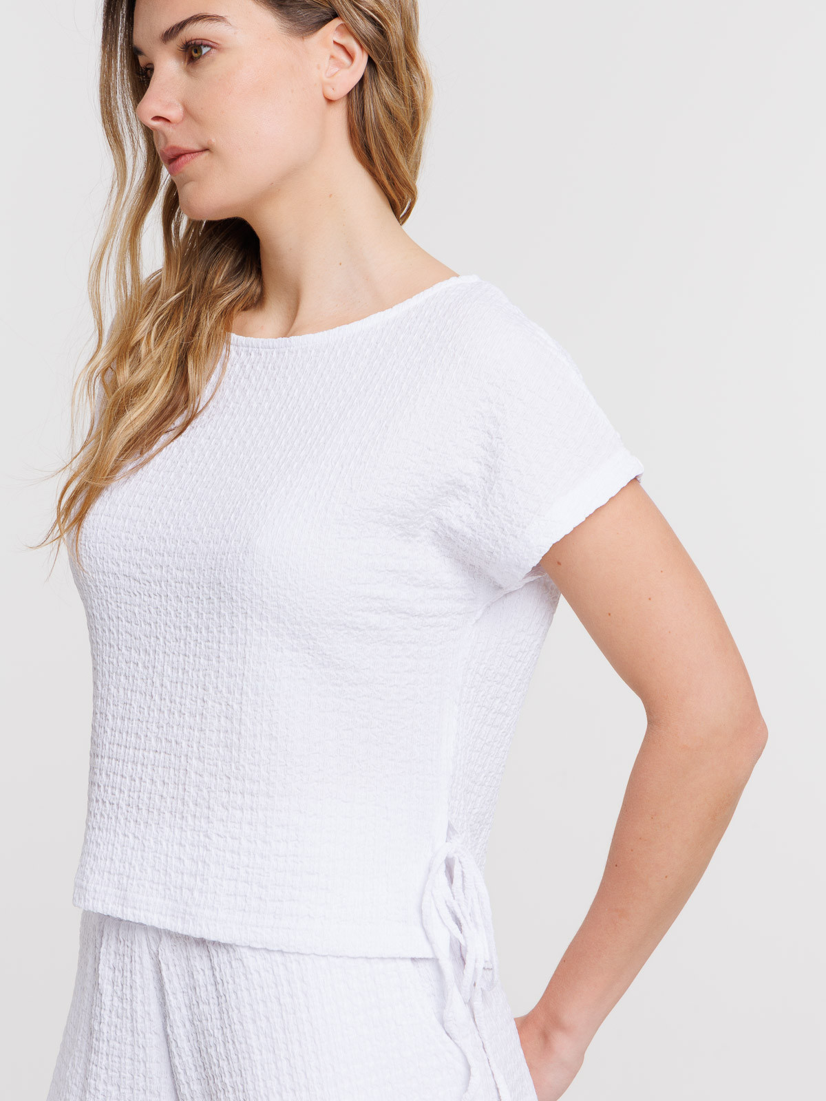 T-shirt noeuds côtés blanc femme
