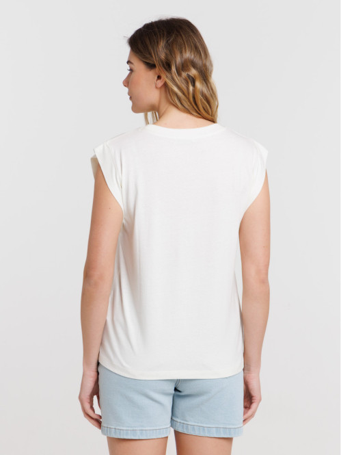 Débardeur écru col rond femme