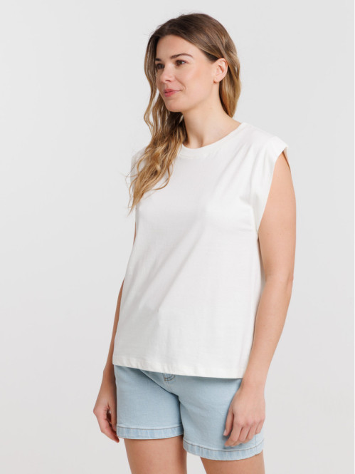 Débardeur écru col rond femme