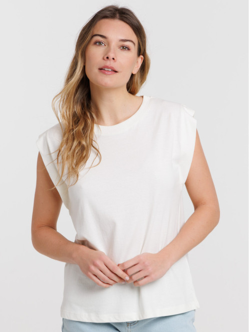 Débardeur écru col rond femme