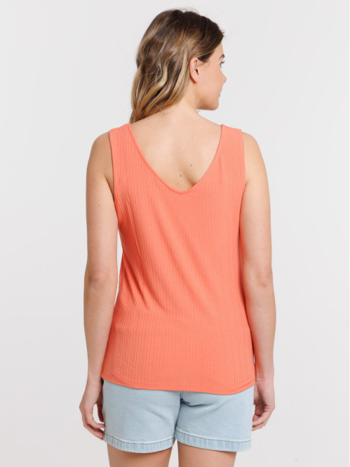 Débardeur corail col V boutons femme Débardeur corail col V boutons femme