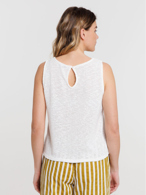 Débardeur écru col rond femme