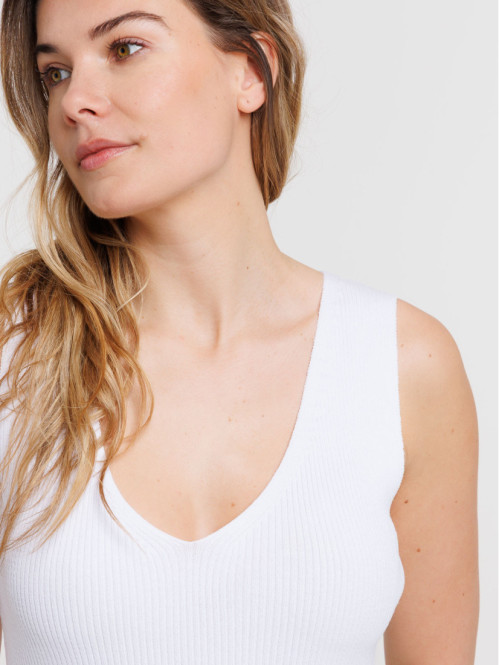 Débardeur femme blanc coupe...