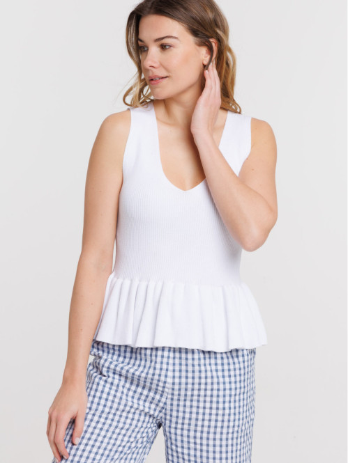 Débardeur femme blanc coupe...