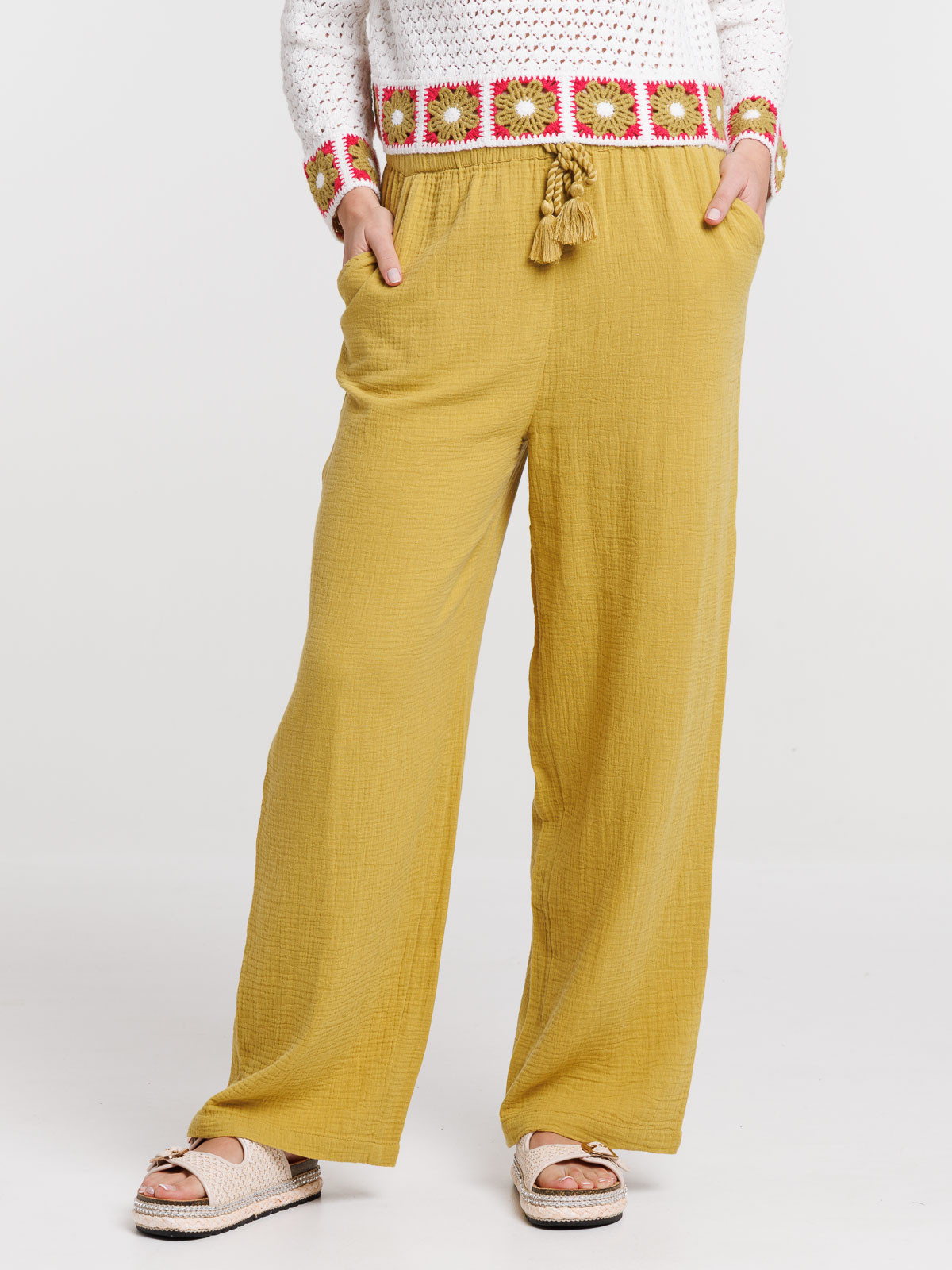 Pantalon large gaze coton femme