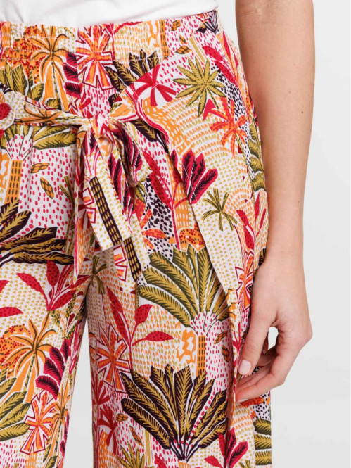 Pantalon large motif pans à...