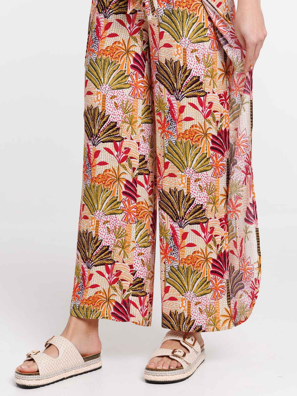 Pantalon large motif pans à nouer femme Pantalon large motif pans à nouer femme