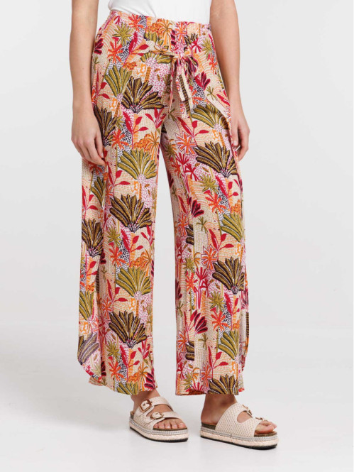 Pantalon large motif pans à...