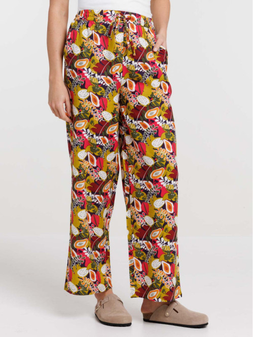 Pantalon large motif...