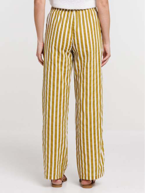 Pantalon rayé en coton femme
