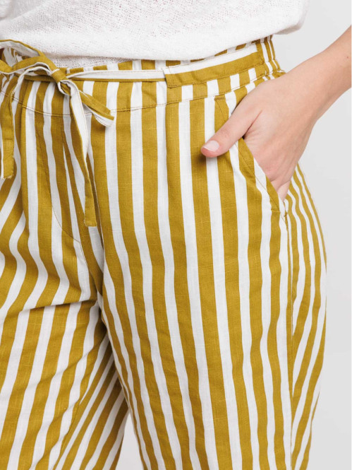 Pantalon rayé en coton femme