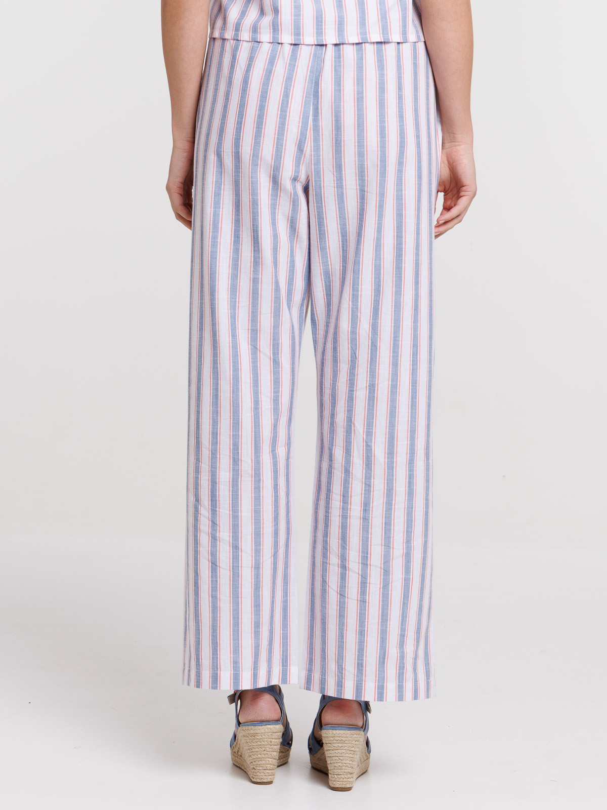 Pantalon rayé en coton femme