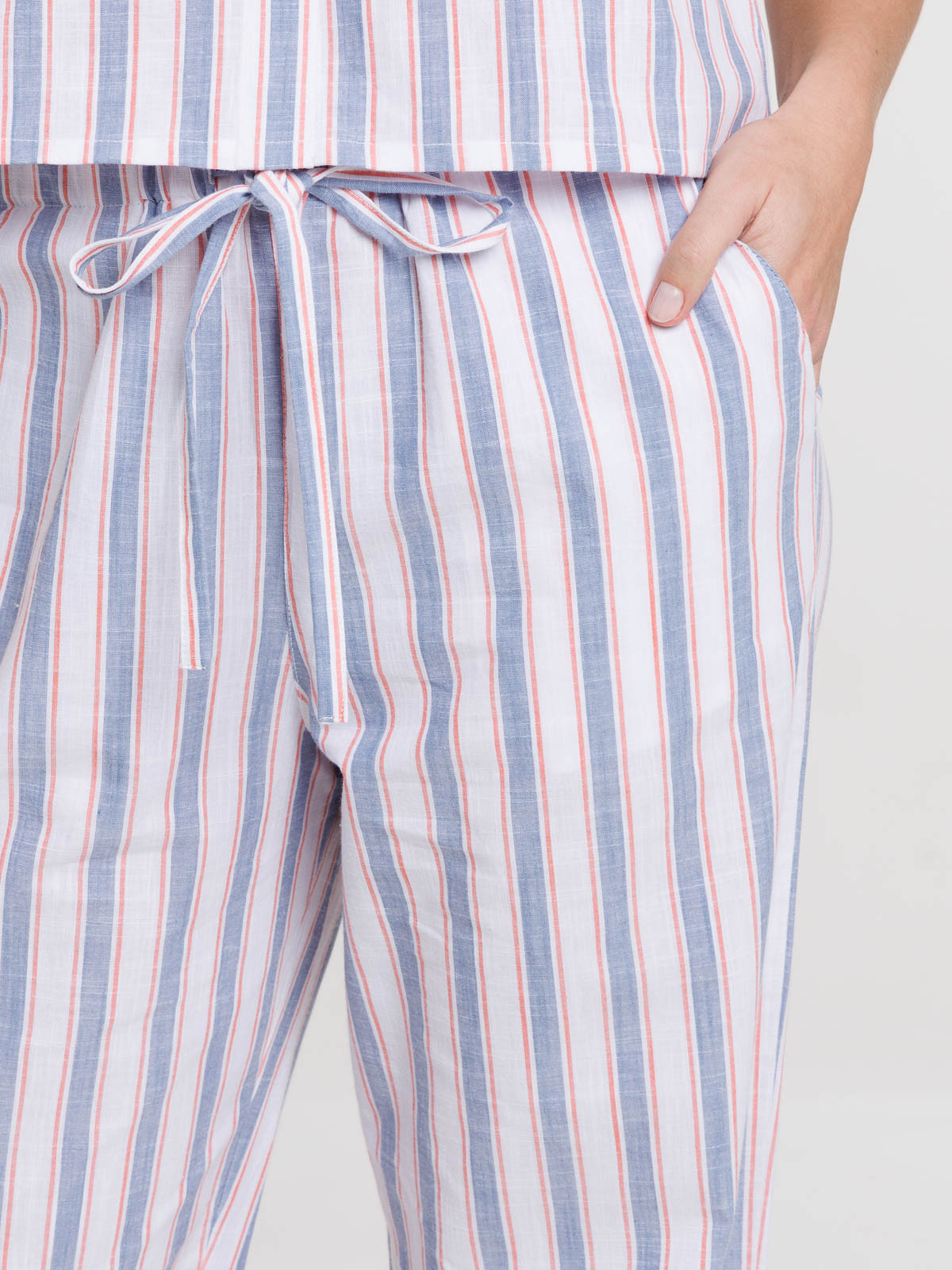 Pantalon rayé en coton femme