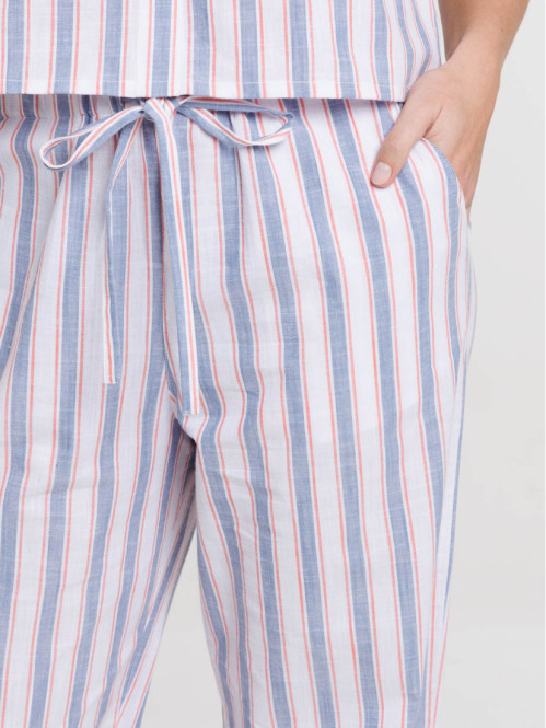 Pantalon rayé en coton femme