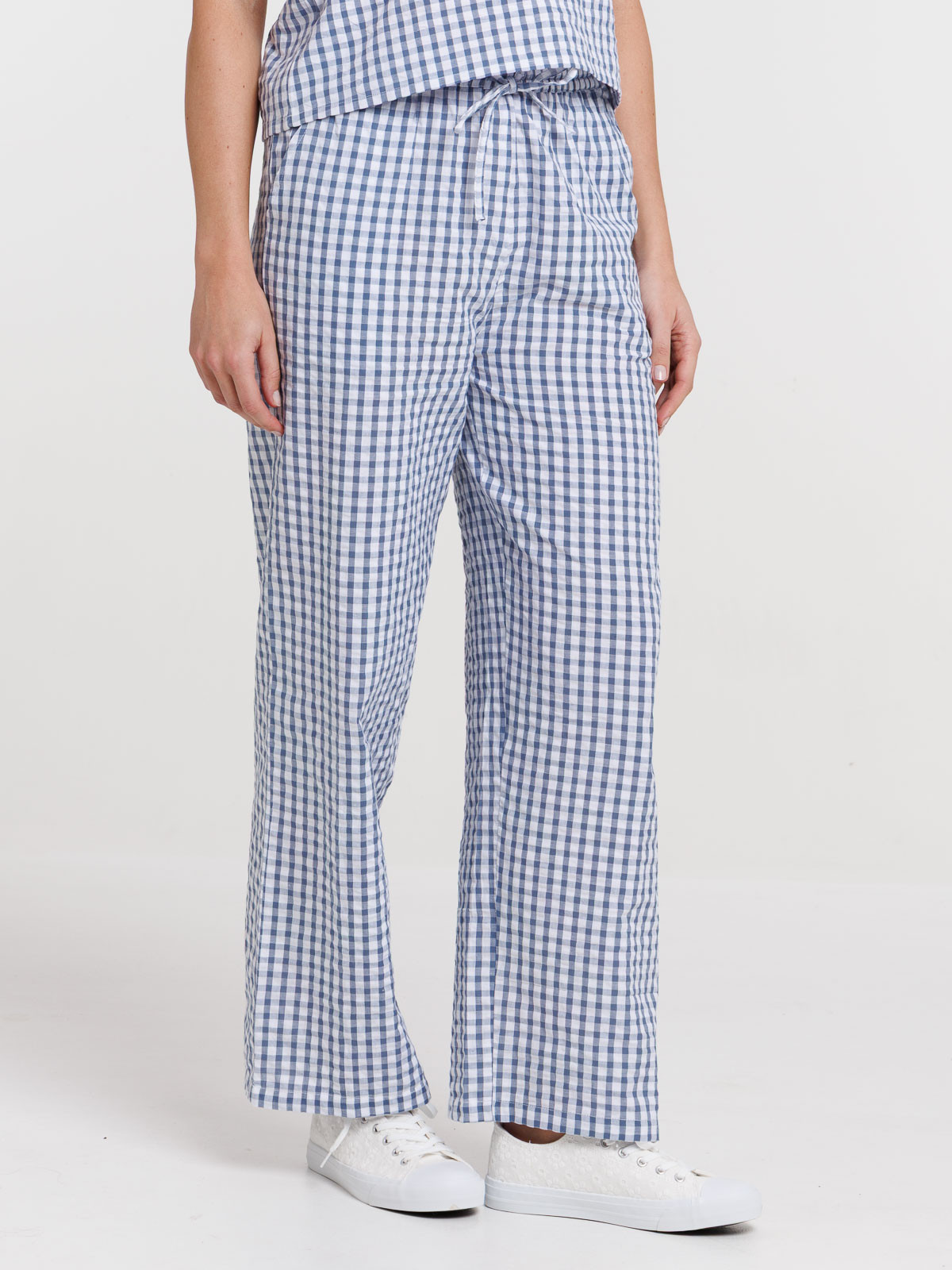 Pantalon imprimé vichy femme