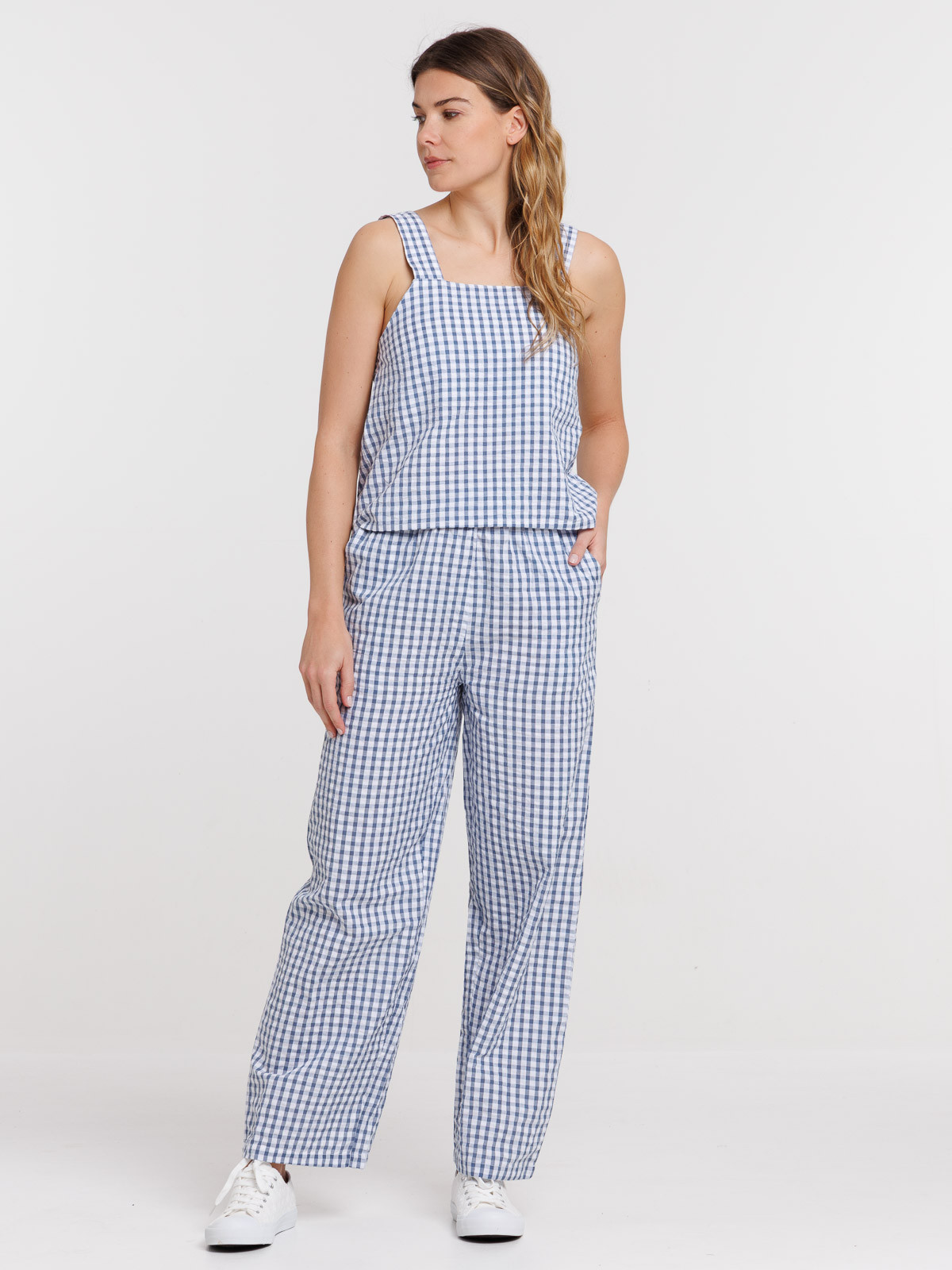 Pantalon imprimé vichy femme