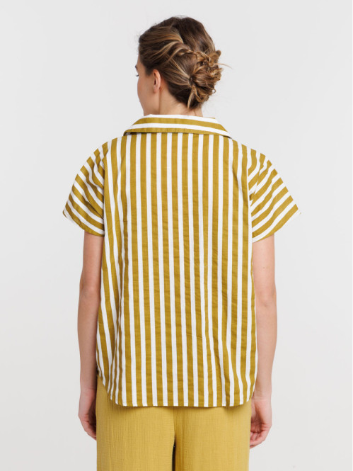 Chemise femme à rayures manches courtes