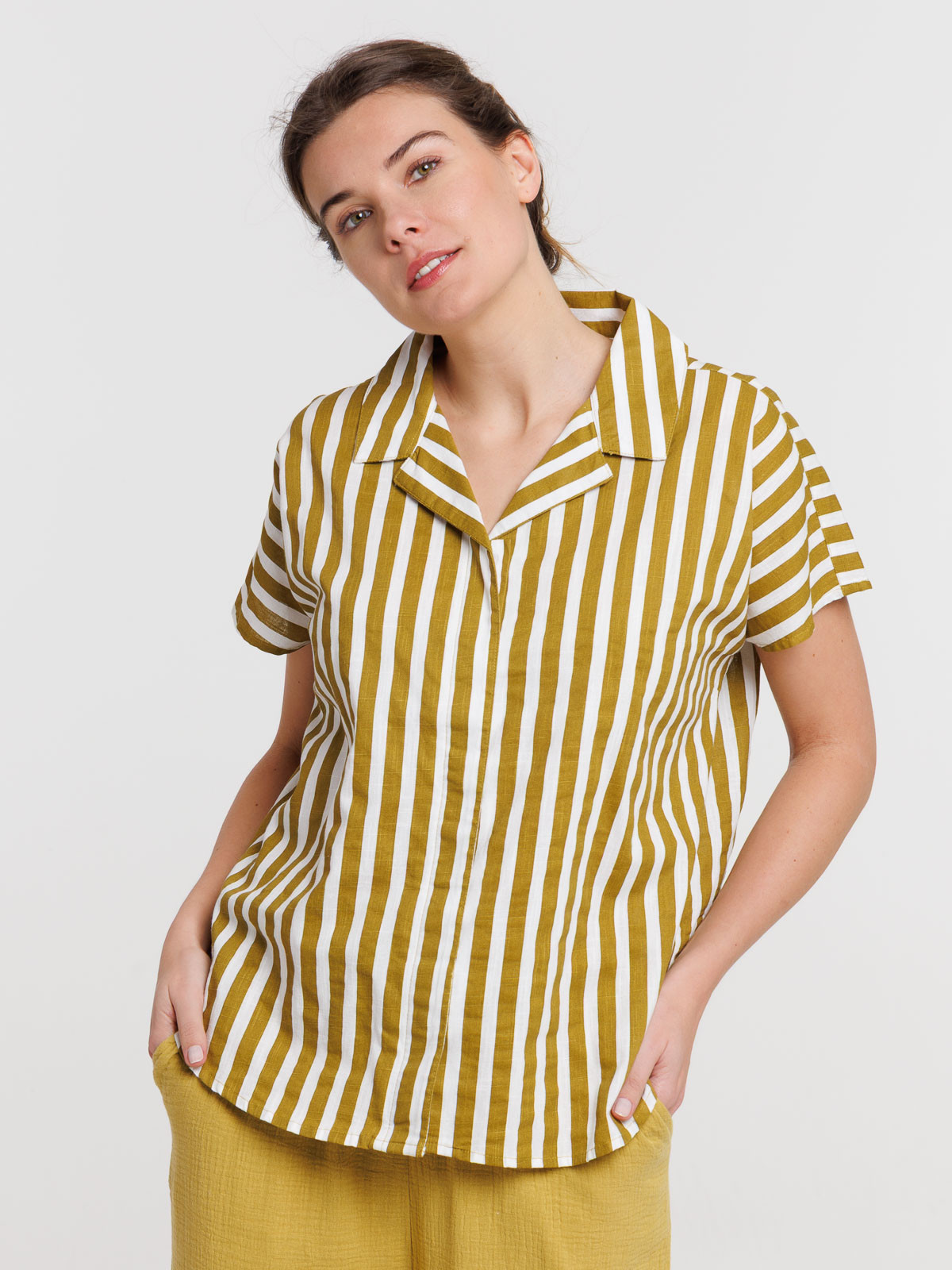 Chemise femme à rayures manches courtes