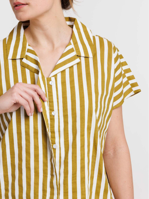 Chemise femme à rayures manches courtes