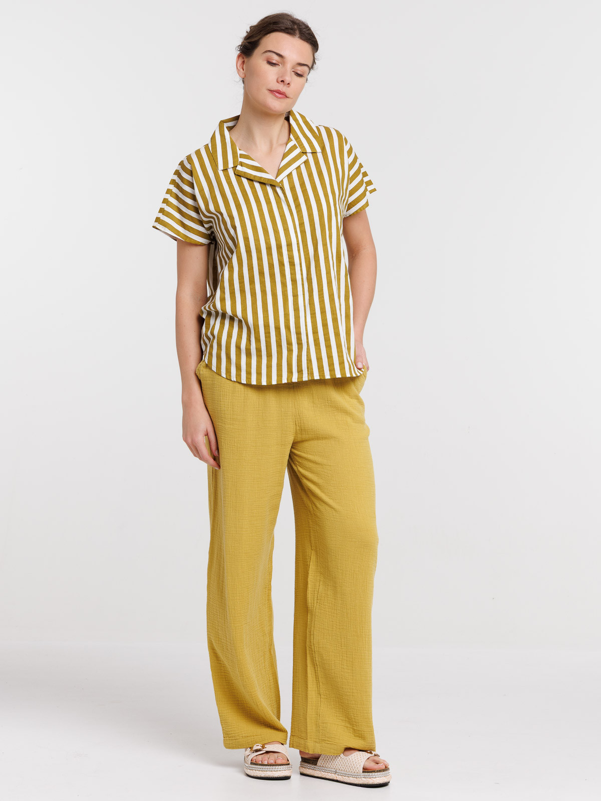 Chemise femme à rayures manches courtes