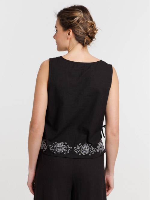 Top noir femme noeud sur...