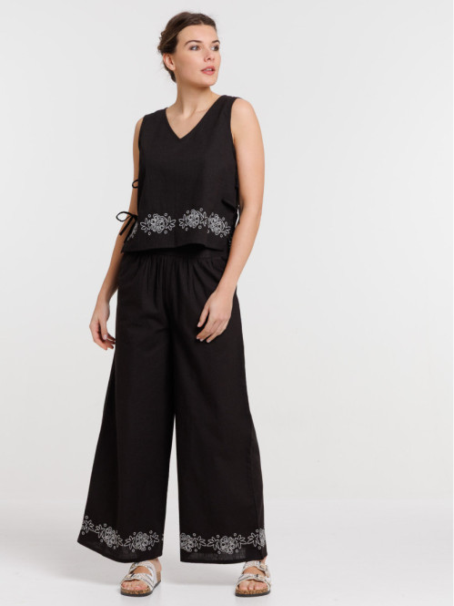 Top noir femme noeud sur...