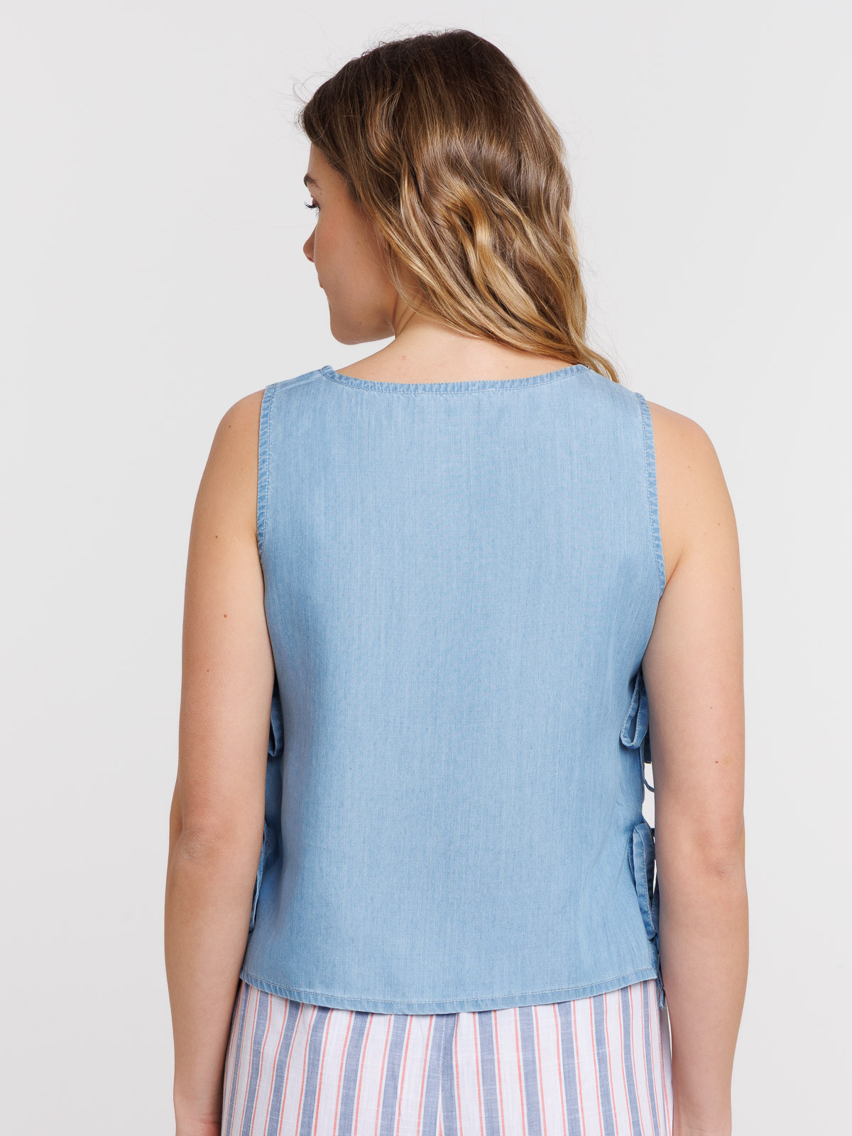 Top noué côté bleu pâle femme