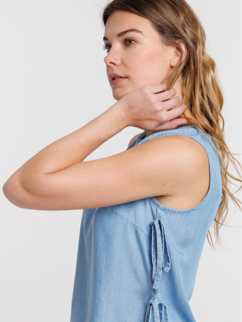 Top noué côté bleu pâle femme