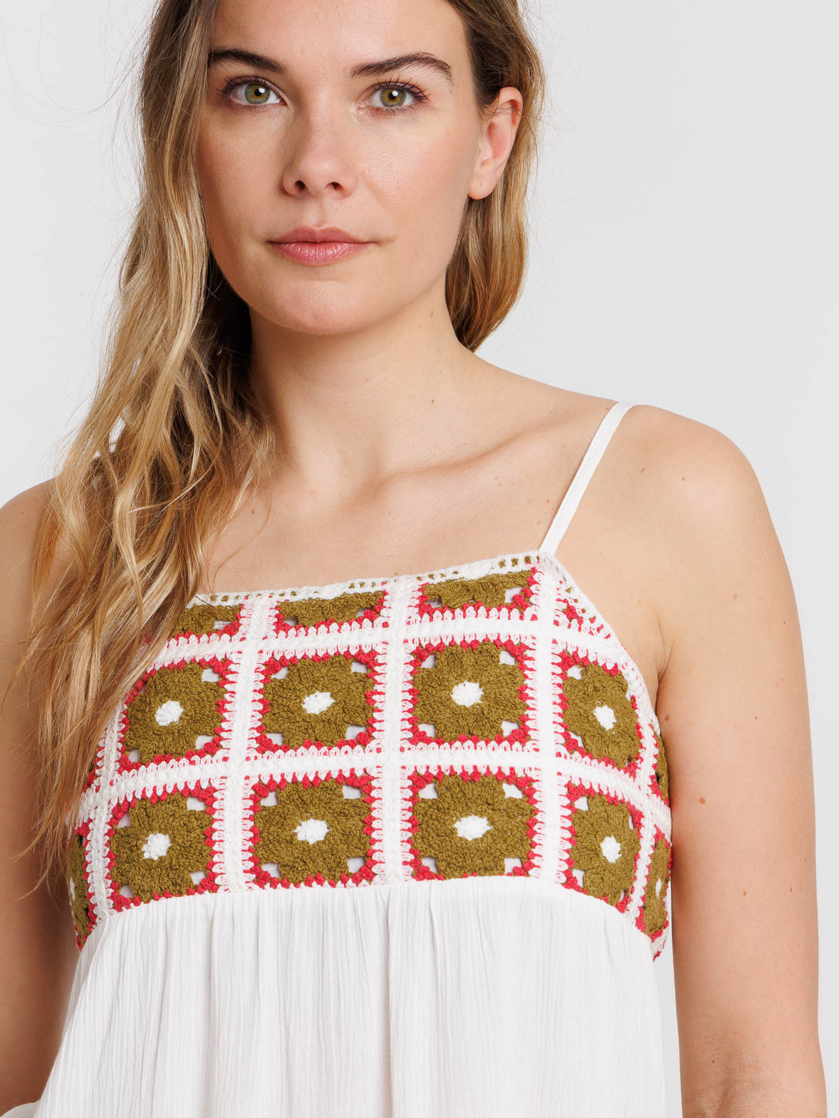 Top à bretelles macramé coloré femme