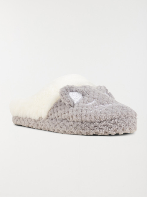 Chaussons gris chat femme (36-41)