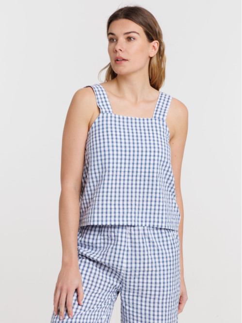 Top vichy à bretelles femme