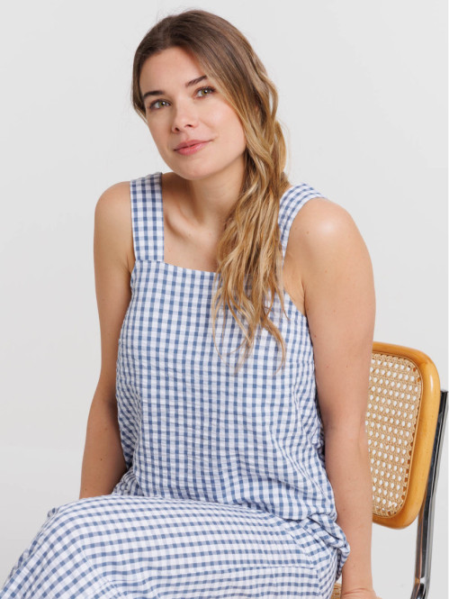 Top vichy à bretelles femme