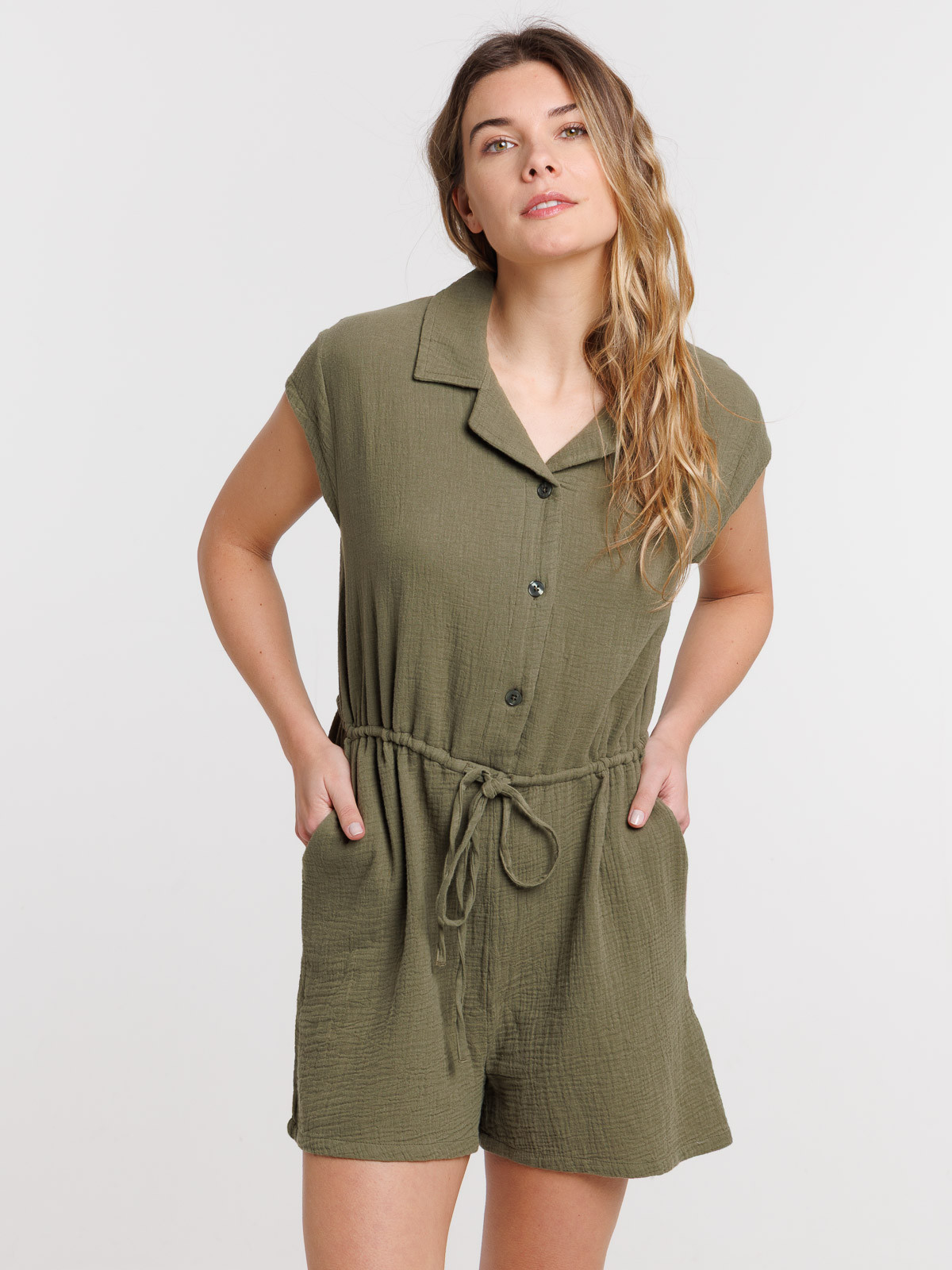 Combinaison courte gaze de coton femme