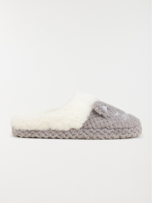 Chaussons gris chat femme (36-41)