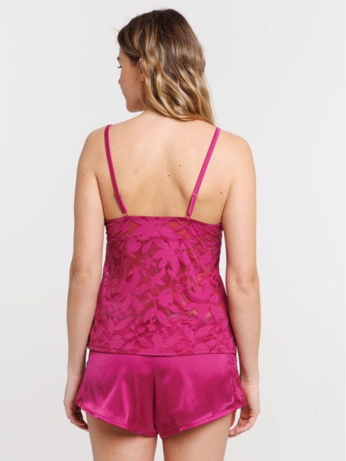 Pyjashort dentelle plum femme