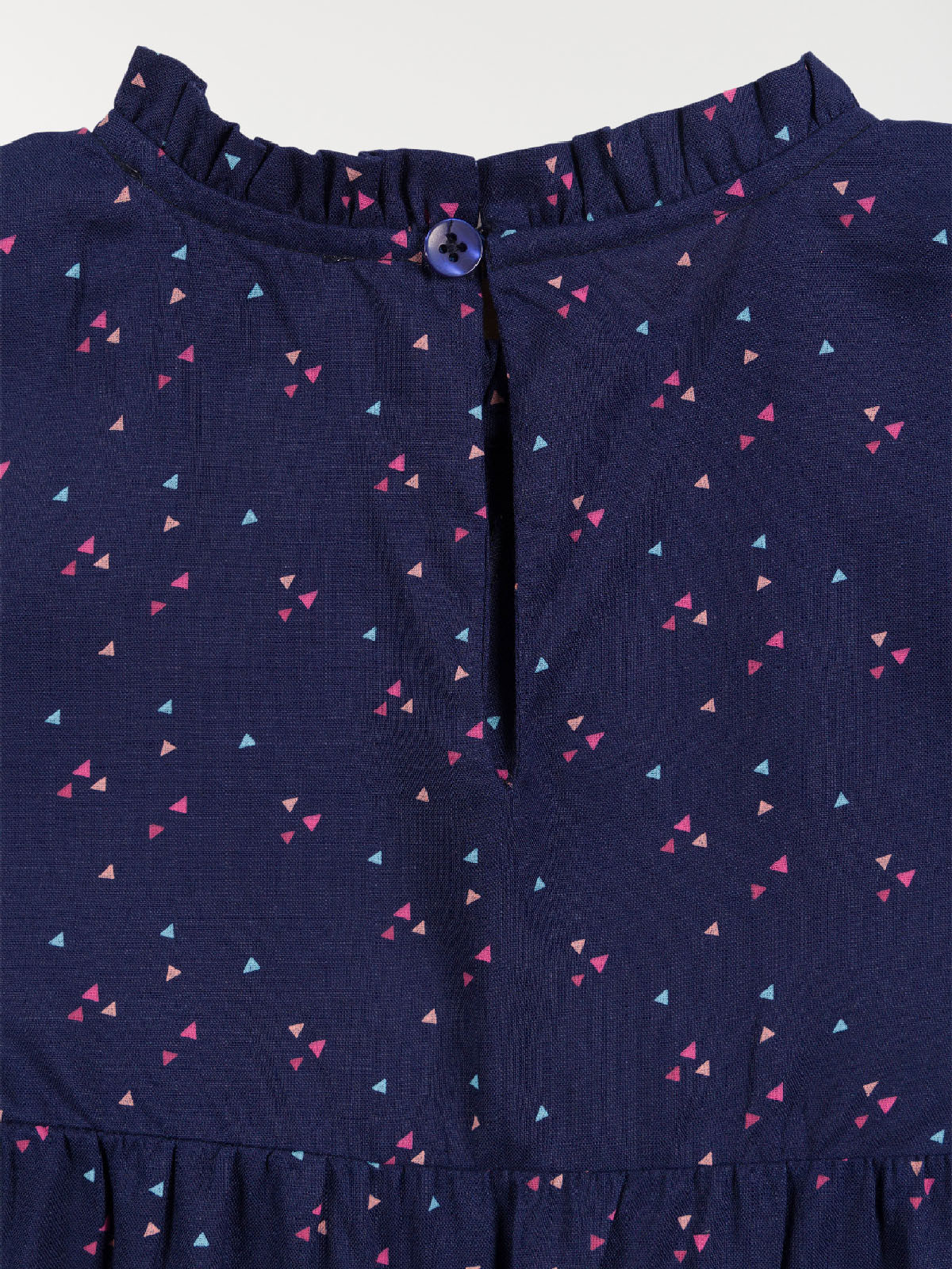 Blouse bleu officier motif fille (3-12A)