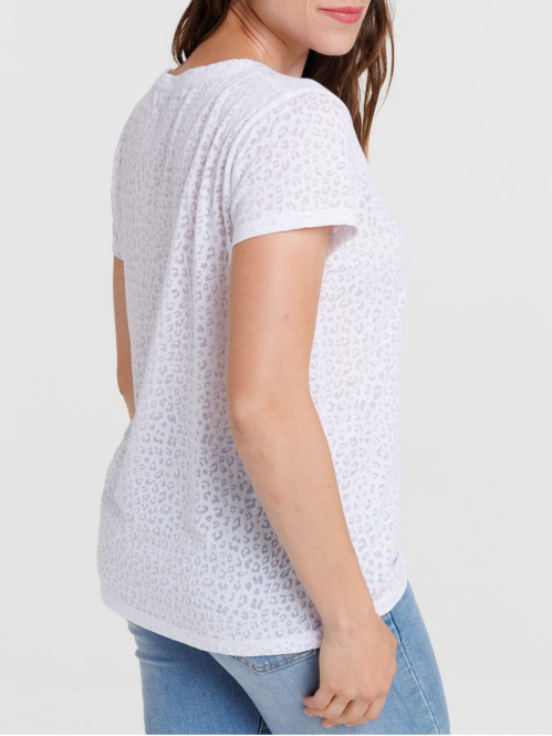 T-shirt léopard blanc femme