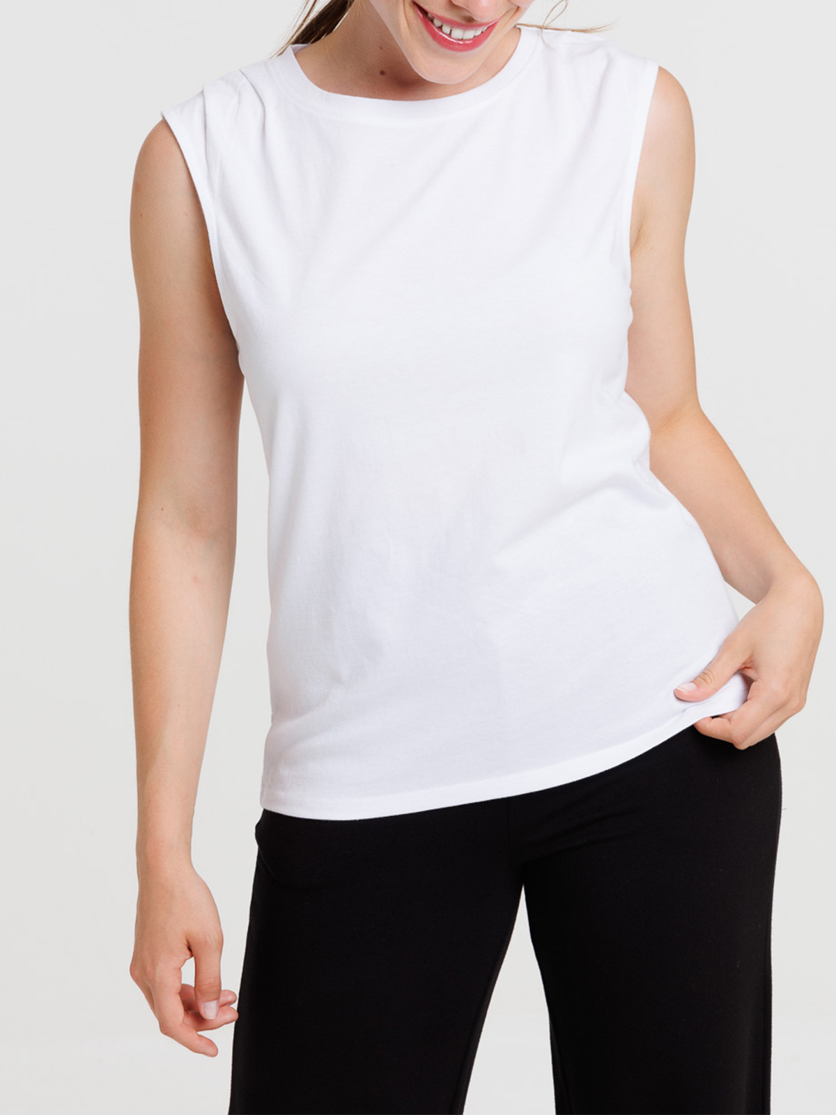 Débardeur blanc sans manches femme