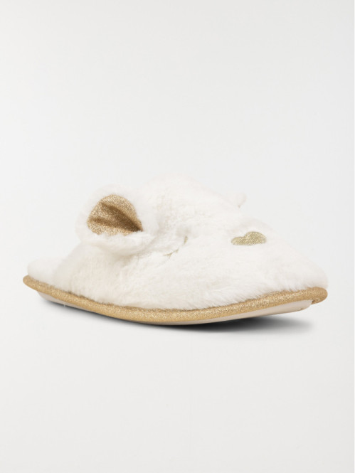Chaussons blancs souris femme (36-41) Chaussons blancs souris femme (36-41)