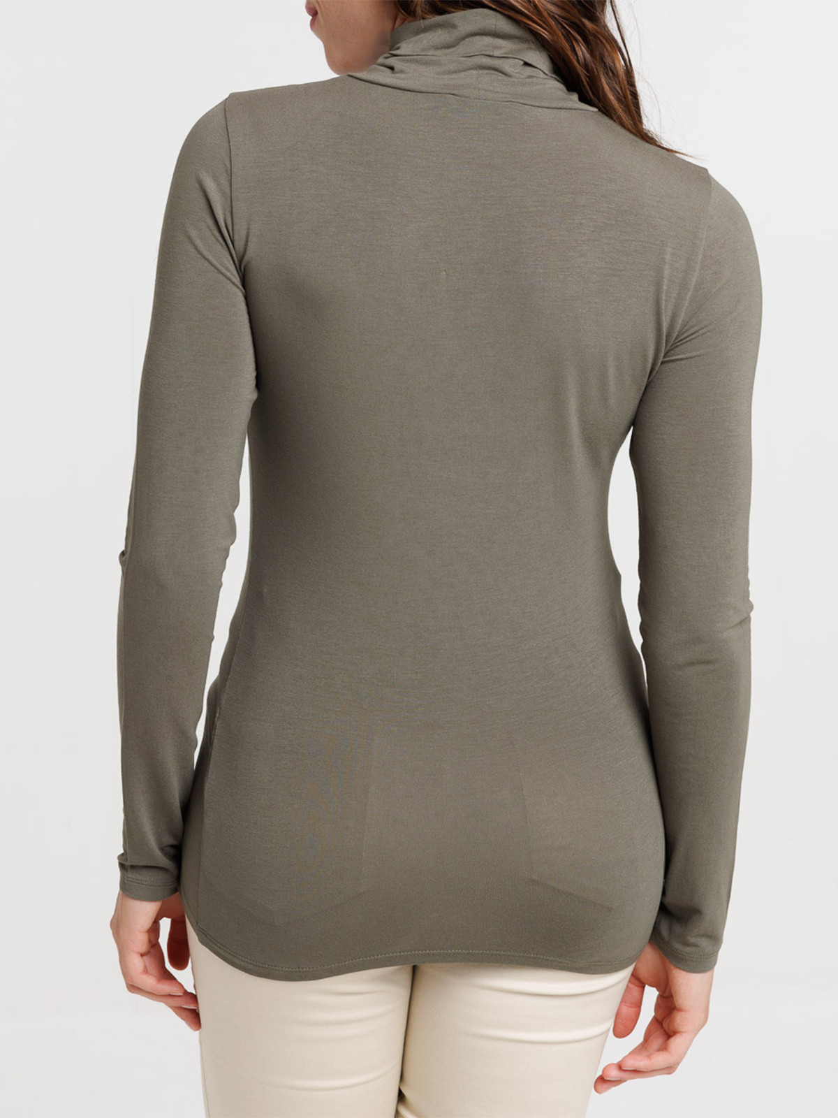 T-shirt col roulé urban kaki femme