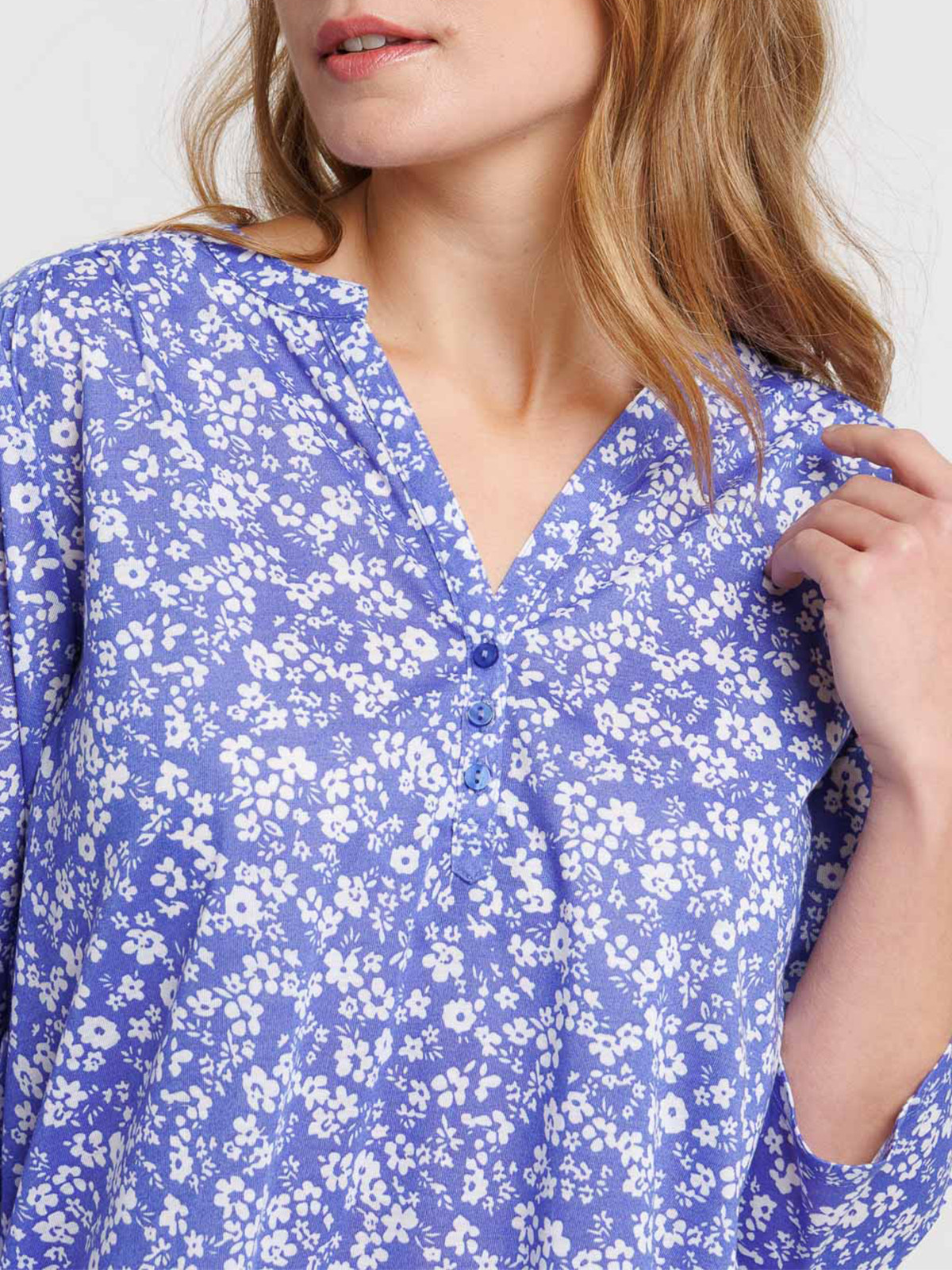 T-shirt manches 3/4 fleuri femme