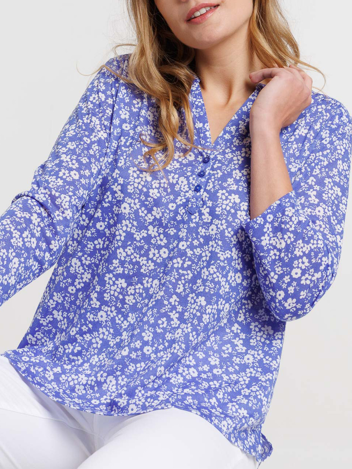 T-shirt manches 3/4 fleuri femme