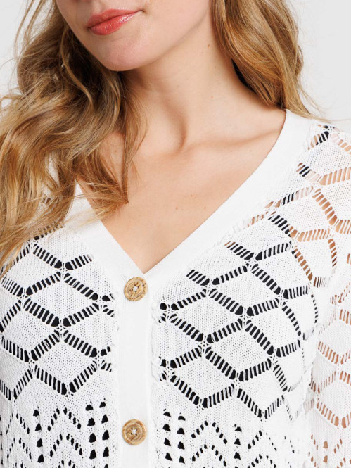 Gilet boutonné blanc cassé...