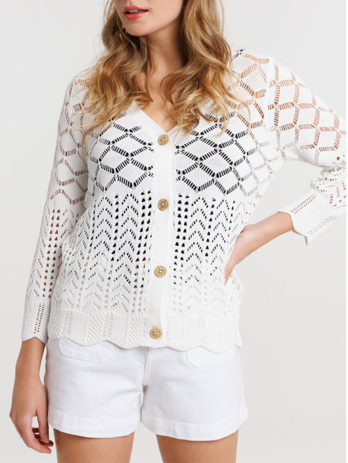 Gilet boutonné blanc cassé...